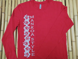 Adult Unisex Long Sleeve Flower Shirt Red