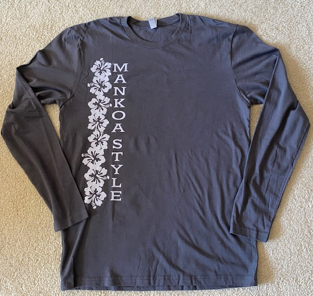 Adult Unisex Long Sleeve Flower Shirt Charcoal