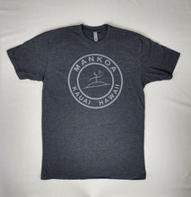 Load image into Gallery viewer, Limited Edition Adult Unisex Crew Tee Charcoal Grey Kauai Logo Front
